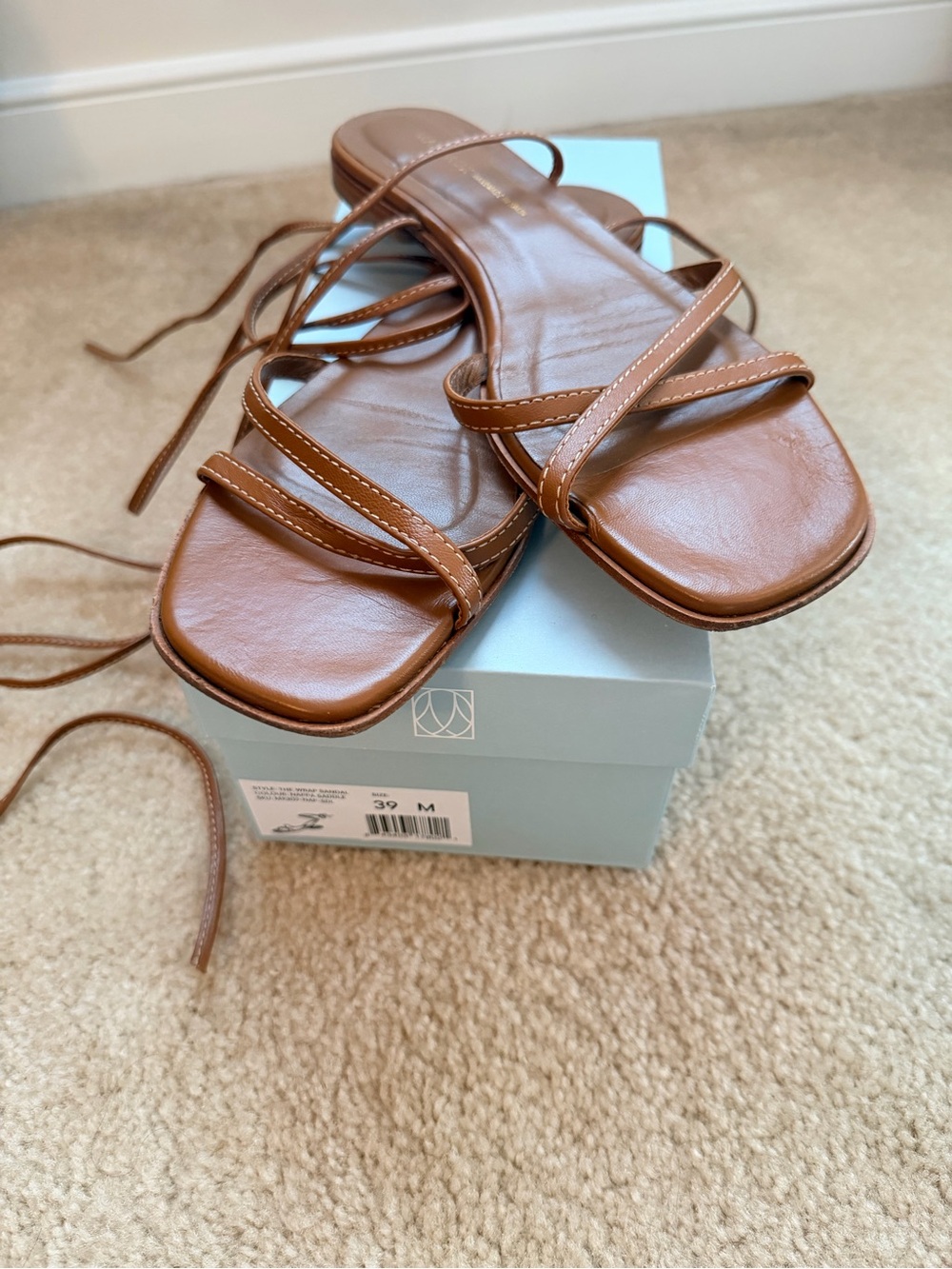 Margaux The Wrap Sandal in Nappa Saddle Size 39 - Picture 2 of 11